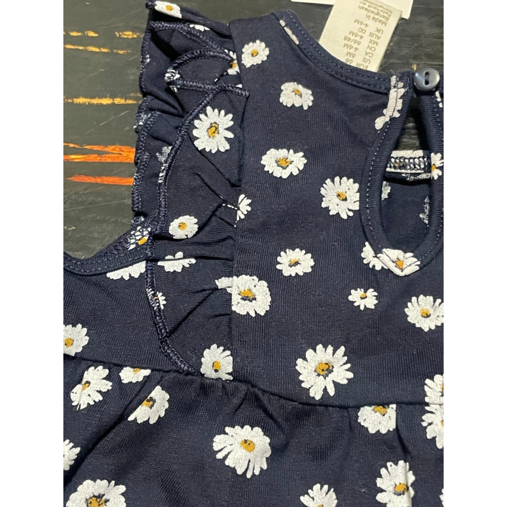 Baby H&M Casual Dress 4-6 Months Navy White Daisy Print - Picture 4 of 5